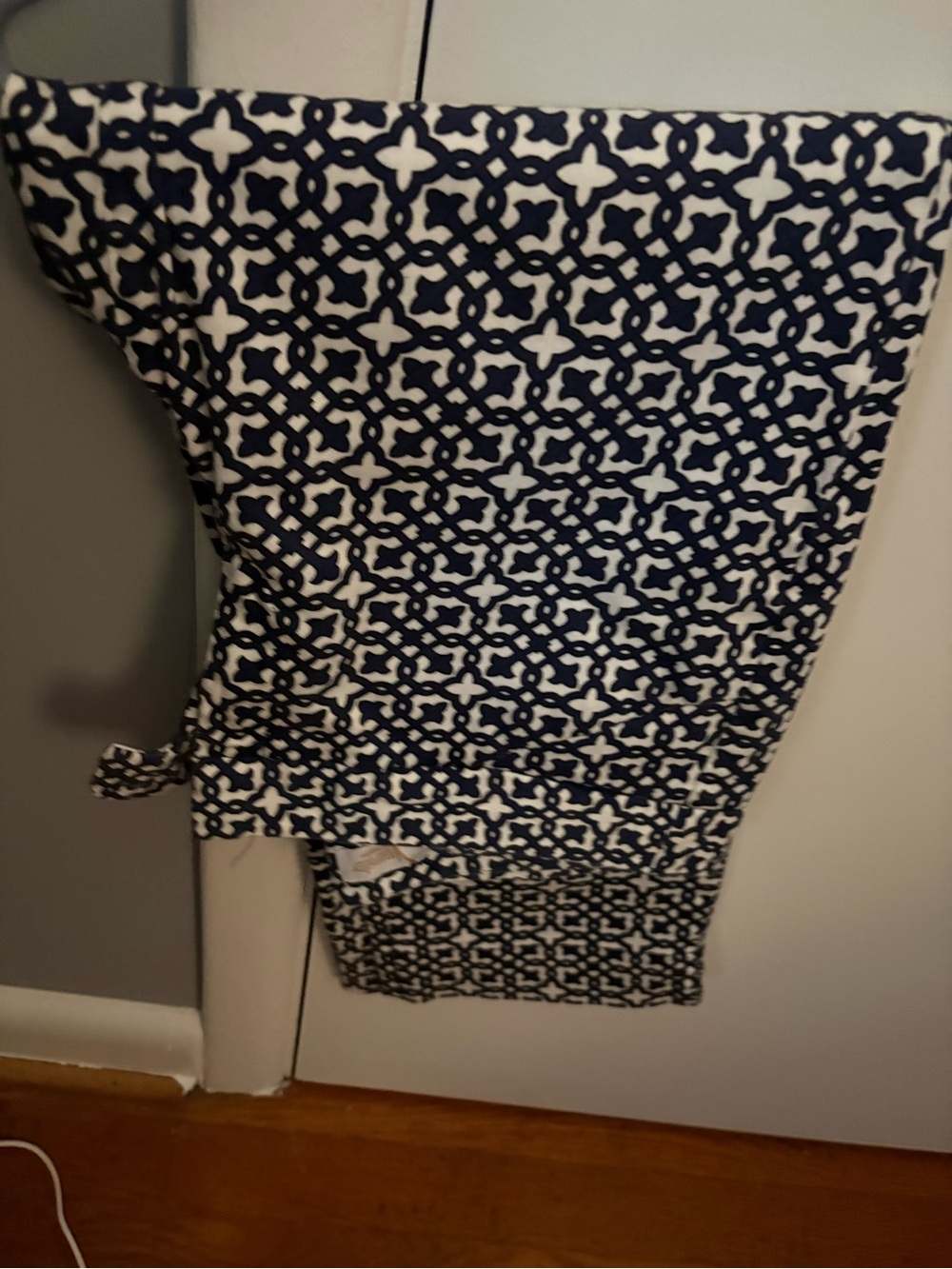 Laundry By Shelli Segal Navy and White Geometric Slacks